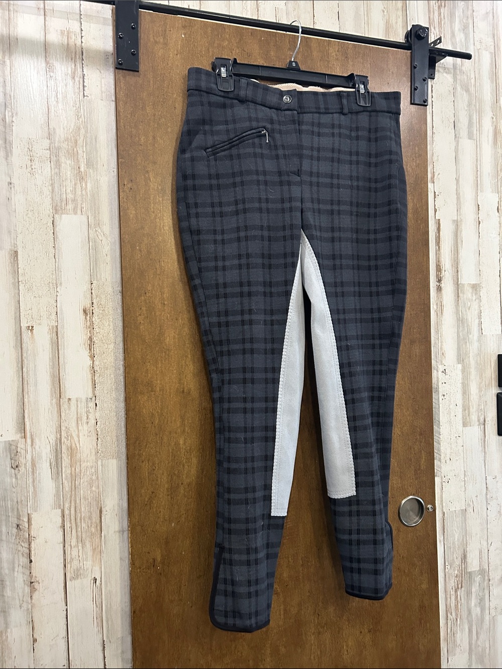 NWOT - Women's Black & Gray Plaid Equestrian Breeches